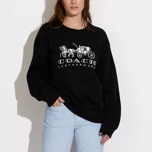 Coach Women’s Horse And Carriage Crewneck Sweatshirt Black - Size: XL